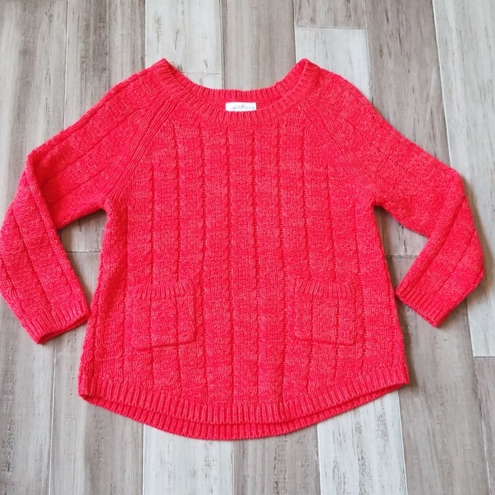 Jaclyn Smith Coral Chunky Knit 3/4 Sleeves